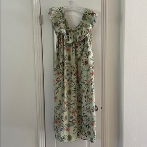 Mi Golondrina Floral Maxi Dress - Cream and Green